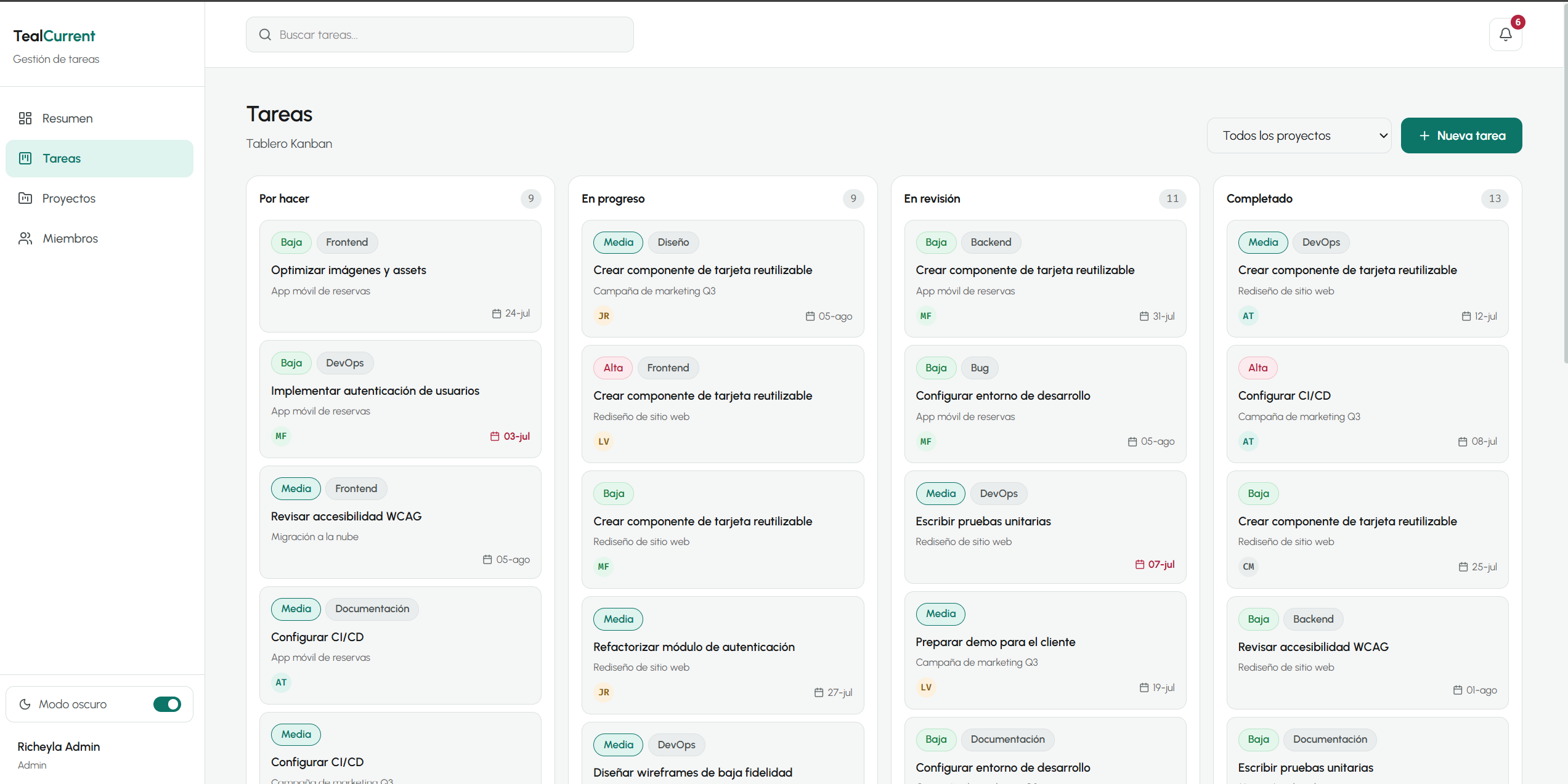 App de Gestión de Tareas - captura 1
